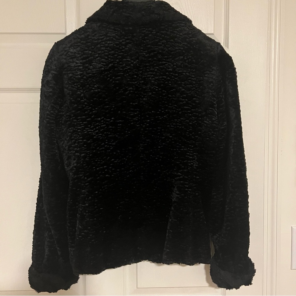 J. Peterman Company Vintage Black Faux Fur Velvet Jacket with Buttons Size 10 - Picture 5 of 6